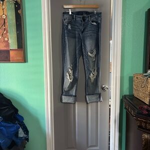 Distressed Women’s Jeans - Dark Blue Wash